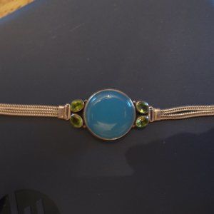 gorgeous chalcedony/ peridot 925 sterling bracelet